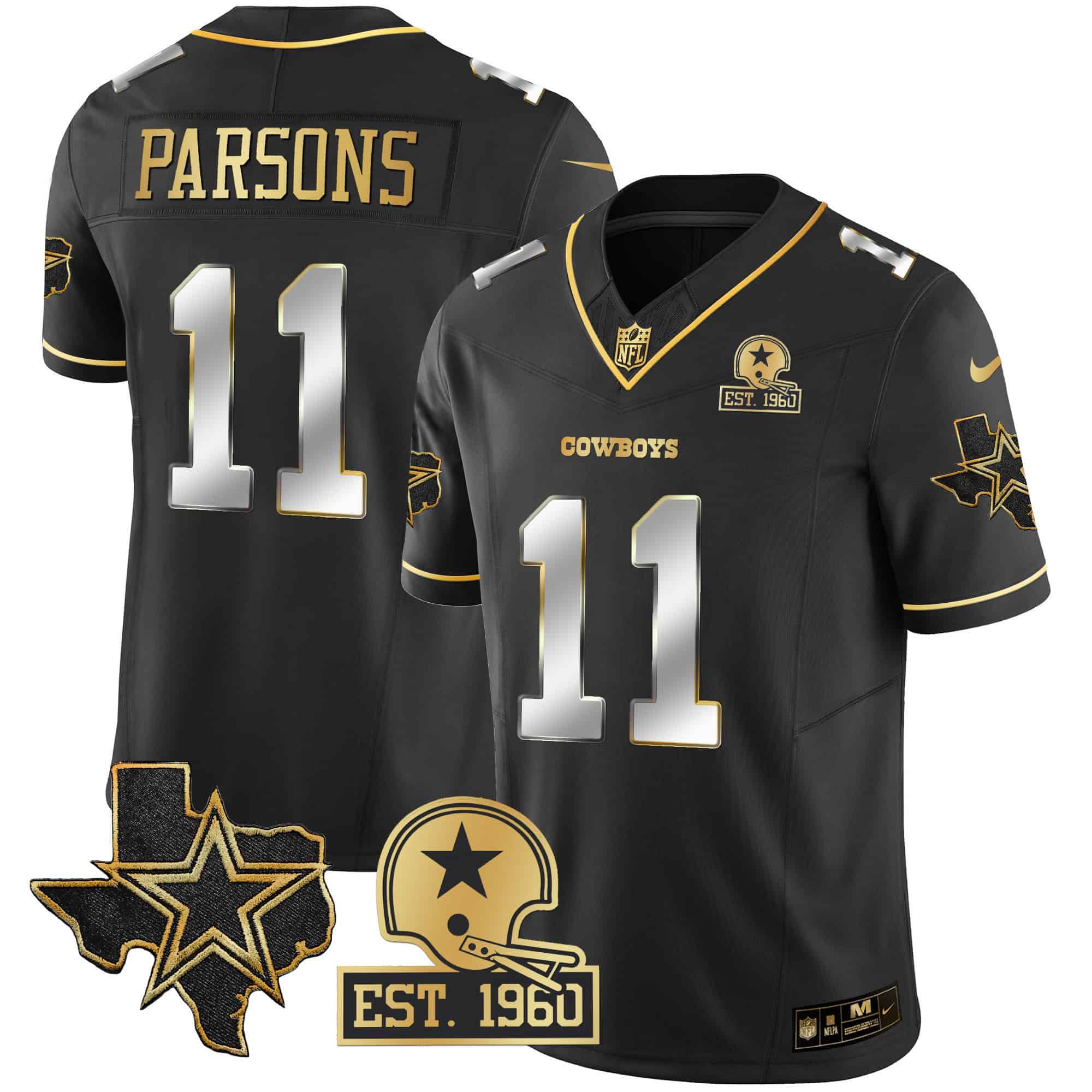 Men Dallas Cowboys #11 Parsons Black Gold 2024 Nike Patch Vapor NFL Jersey style 2->indianapolis colts->NFL Jersey